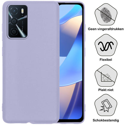 OPPO A16s Hoesje Siliconen Backcover Lichtgewicht - Lila