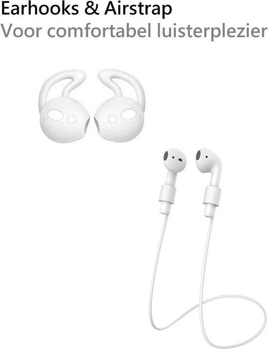 AirPods Hoesje Siliconen 3-in-1 met Clip - Wit