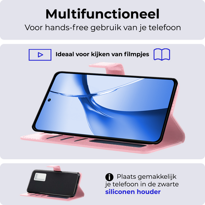 OnePlus Nord CE 4 Hoesje Bookcase Cover met Kaarthouder - Lichtroze