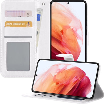 Samsung S21 Plus Hoesje Bookcase Cover met Kaarthouder - Wit