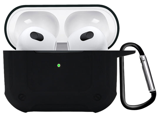 AirPods 3 Hoesje Shock Proof Case Siliconen met Clip - Zwart