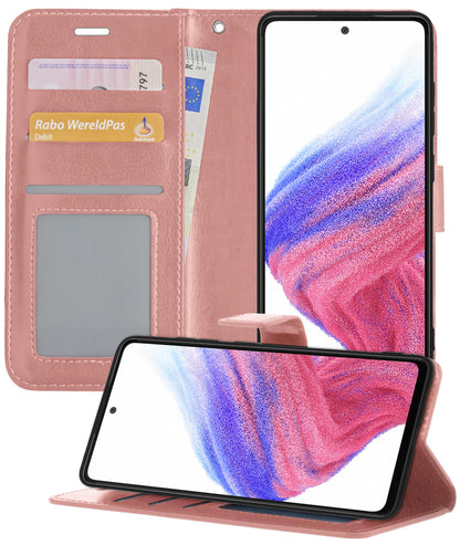 Samsung A53 Hoesje Bookcase Cover met Kaarthouder - Rosé goud