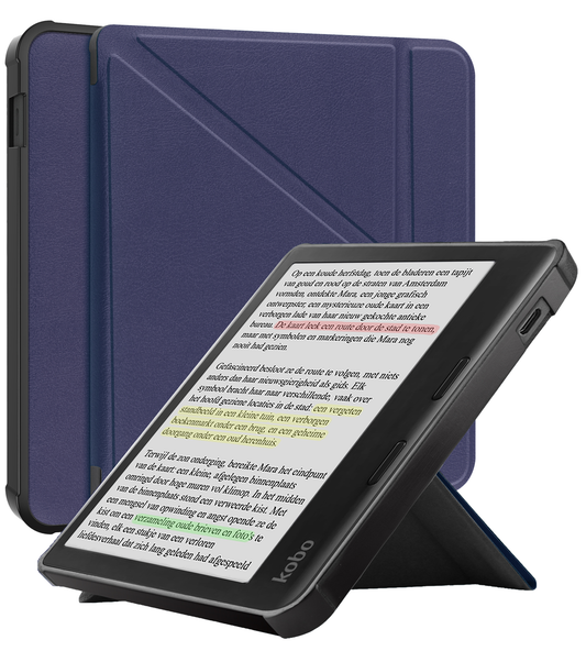 Kobo Libra Colour Trifold Hoesje - Donkerblauw