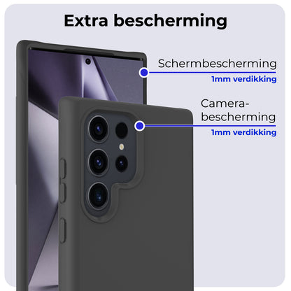 Samsung S24 Ultra Hoesje Siliconen Backcover Lichtgewicht - Zwart