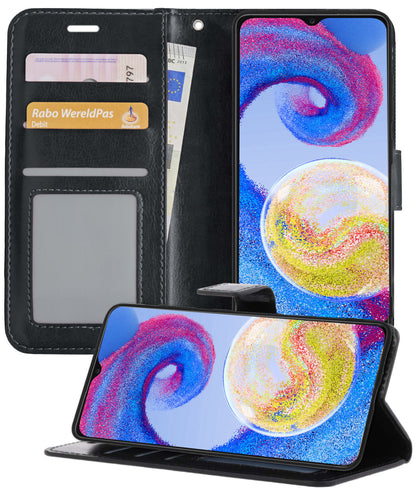 Samsung A04s Hoesje Bookcase Cover met Kaarthouder - Zwart