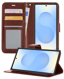 Samsung S25 Ultra Hoesje Bookcase Cover met Kaarthouder - Bruin