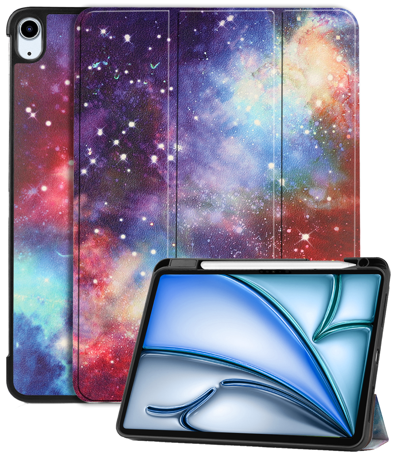 iPad Air 2024 (11 inch) Hoesje Book Case Met Apple Pencil Uitsparing - Galaxy