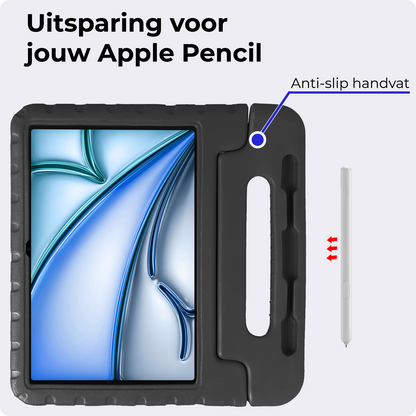 iPad Air 2024 / 2025 (11 inch) Kinderhoes Shockabsorberend Foam - Zwart