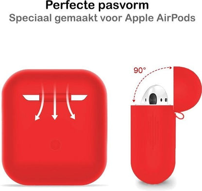 AirPods 1 Hoesje Siliconen met Clip - Rood