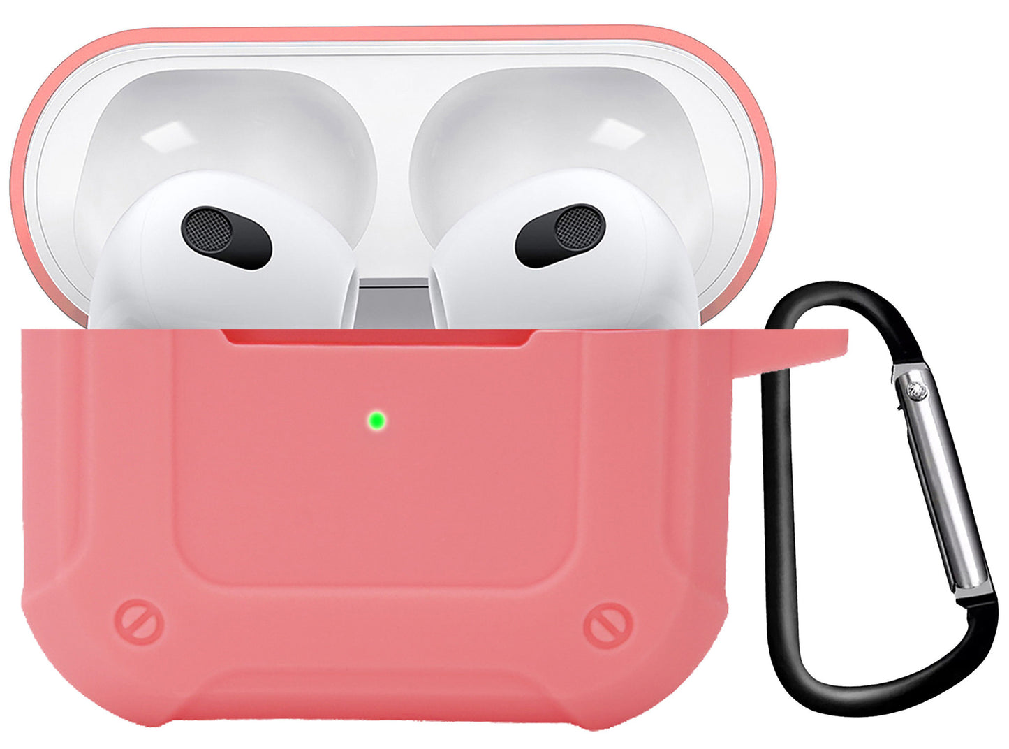 AirPods 3 Hoesje Shock Proof Case Siliconen met Clip - Lichtroze