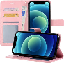 iPhone 12 Hoesje Bookcase Cover met Kaarthouder - Lichtroze