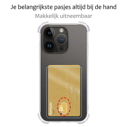 iPhone 15 Pro Max Hoesje Kaarthouder Backcover Shockproof - Transparant