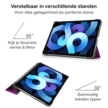 iPad Air 2022 Trifold Bookcase Hoes - Paars