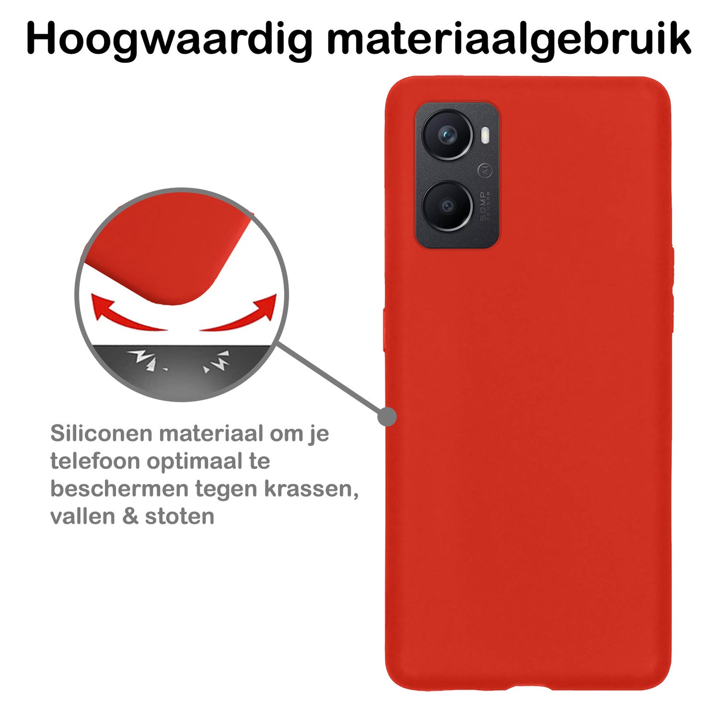 OPPO A96 Hoesje Siliconen - Rood