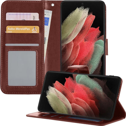 Samsung S21 Ultra Hoesje Bookcase Cover met Kaarthouder - Bruin
