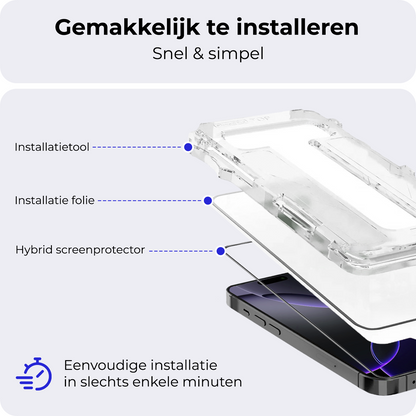 iPhone 16 Pro Screenprotector Flexibel Glas met Installatieframe