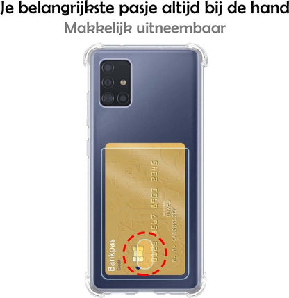 Samsung A71 Hoesje met Pasjeshouder Siliconen - Transparant