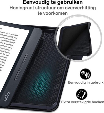 Kobo Libra H2O Trifold Bookcase Hoes - Donkerblauw