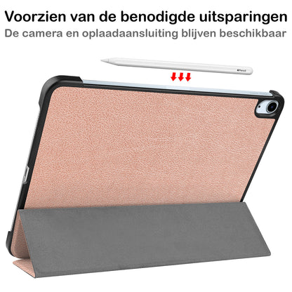 iPad Air 2022 Trifold Bookcase Hoes - Rosé goud