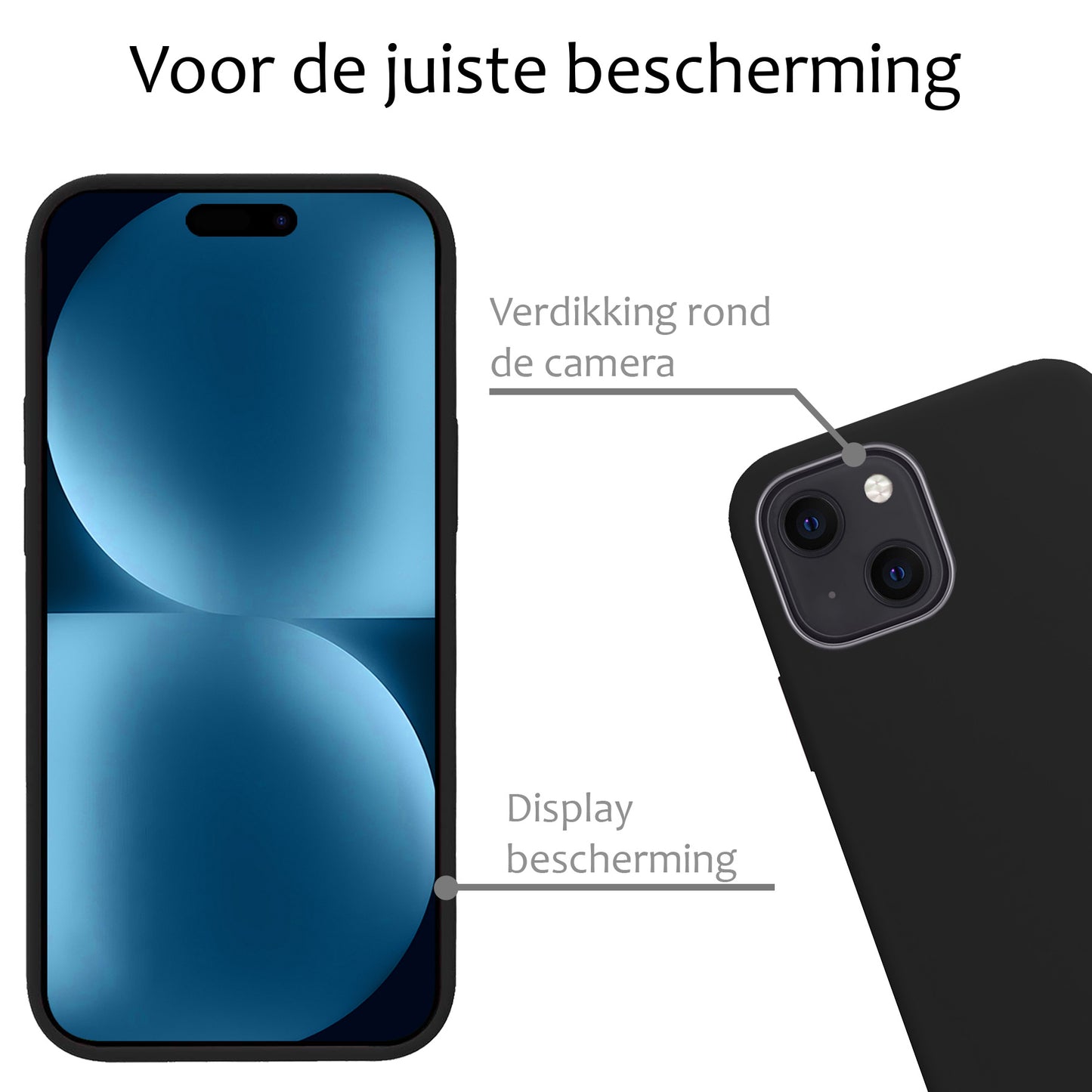 iPhone 15 Plus Hoesje Siliconen - Zwart