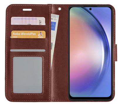 Samsung A54 Hoesje Bookcase Cover met Kaarthouder - Bruin