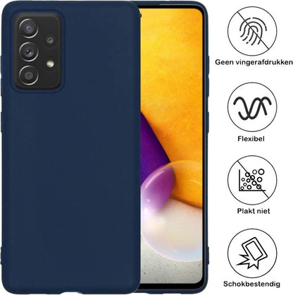 Samsung A72 Hoesje Siliconen Backcover Lichtgewicht - Donkerblauw
