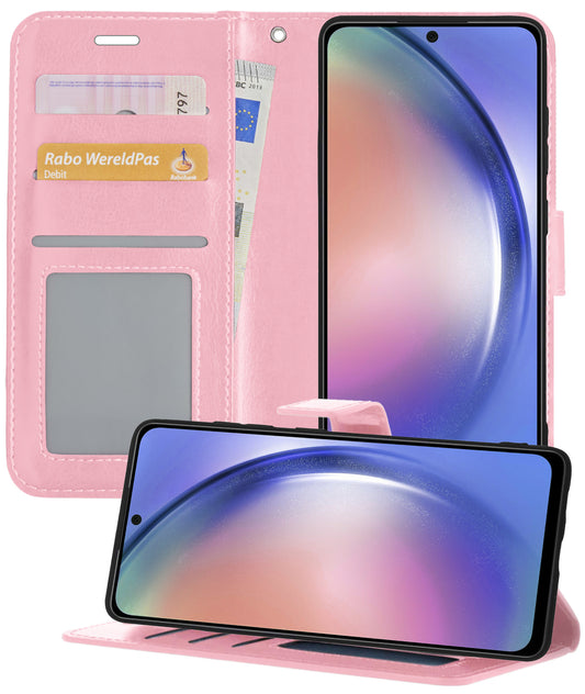 Samsung A54 Hoesje Book Case Kunstleer - Lichtroze