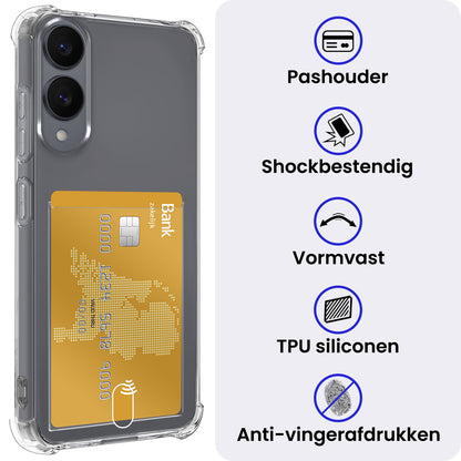 Samsung S25 Edge Hoesje Kaarthouder Backcover Shockproof - Transparant