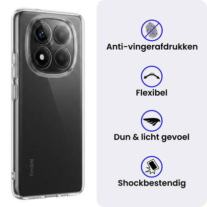 Xiaomi Redmi Note 14 Pro Hoesje Siliconen Backcover Lichtgewicht - Transparant