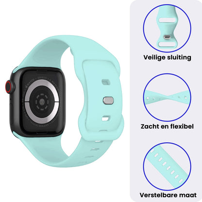 Apple Watch 1, 2, 3, 4, 5, 6, 7, 8, 9, 10, 11, SE - 42/44/45/46 mm Bandje Siliconen met verstelbare polsband - Mintgroen