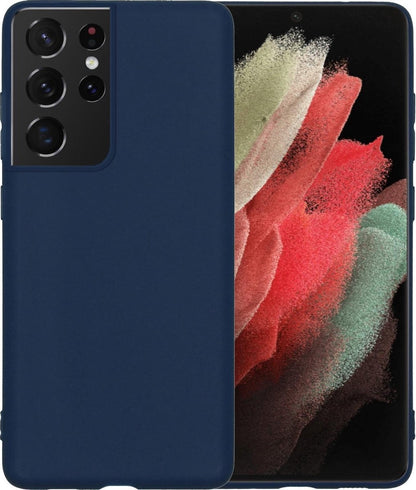 Samsung S21 Ultra Hoesje Siliconen Backcover Lichtgewicht - Donkerblauw