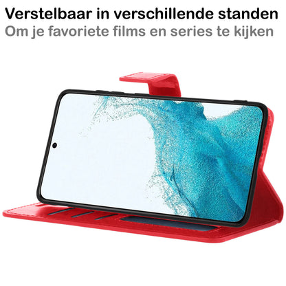 Samsung S22 Hoesje Bookcase Cover met Kaarthouder - Rood