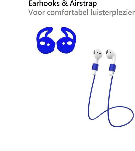 AirPods 2 Hoesje Siliconen 3-in-1 met Clip - Blauw