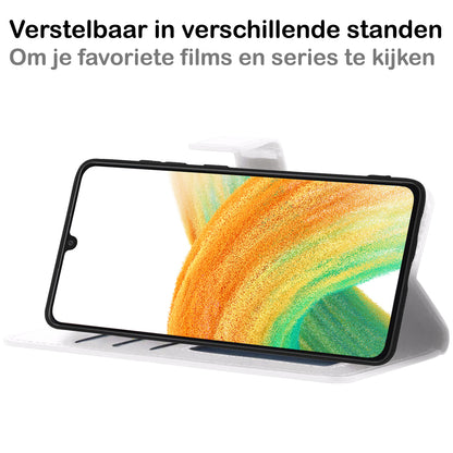 Samsung A33 Hoesje Bookcase Cover met Kaarthouder - Wit