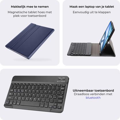 iPad Air 2024 / 2025 (13 inch) Toetsenbord Hoes met Uitneembaar toetsenbord - Donkerblauw