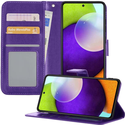 Samsung A52 5G Hoesje Bookcase Cover met Kaarthouder - Paars