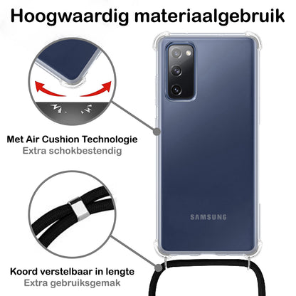 Samsung S20 FE Hoesje met Koord Siliconen - Transparant