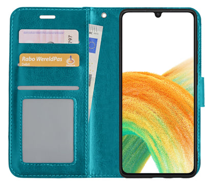 Samsung A33 Hoesje Bookcase Cover met Kaarthouder - Turquoise