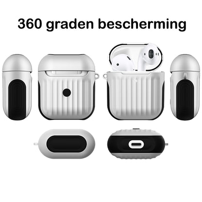 AirPods 2 Hoesje Siliconen met Ribbels Shockbestendig - Wit