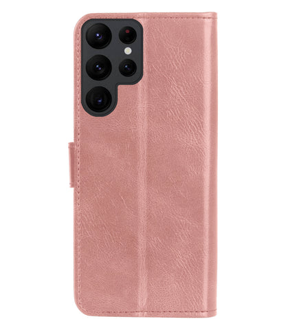 Samsung S23 Ultra Hoesje Bookcase Cover met Kaarthouder - Rosé goud