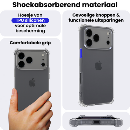 iPhone 17 Pro Hoesje Shockproof Backcover Siliconen - Transparant