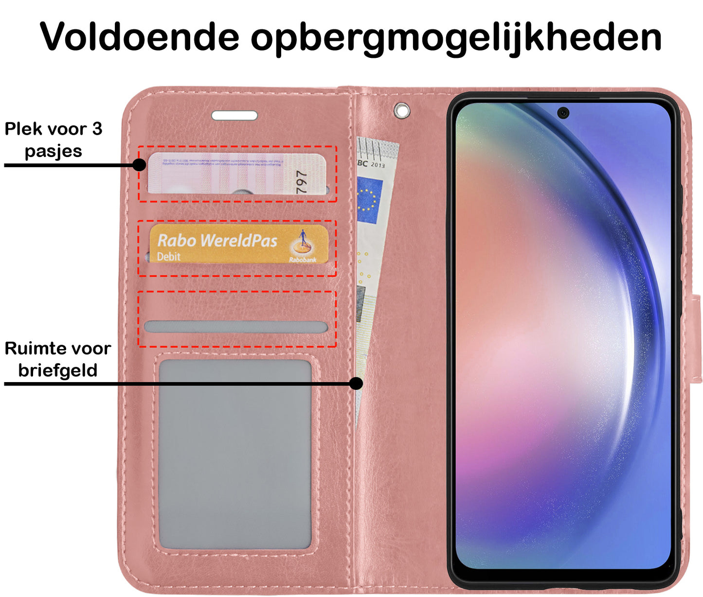 Samsung A54 Hoesje Book Case Kunstleer - Rosðð goud