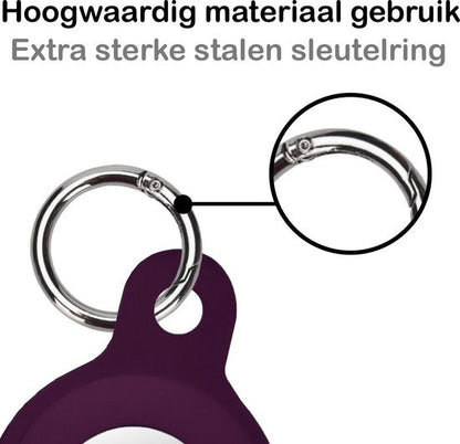 Apple AirTag Hoesje Siliconen Full Cover Lichtgewicht - Aubergine