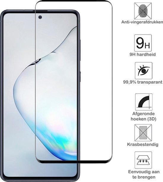 Samsung Galaxy Note 10 Lite Screenprotector Full Cover Tempered Glass