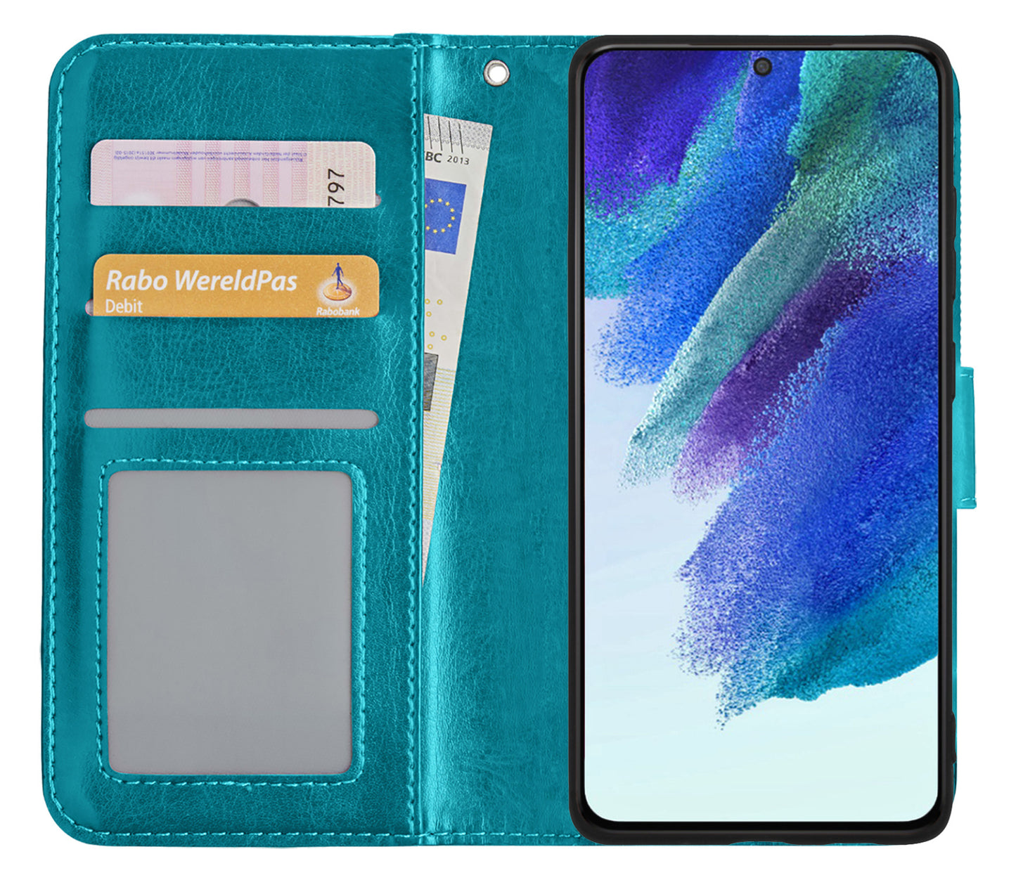 Samsung S21 FE Hoesje Book Case Kunstleer - Turquoise