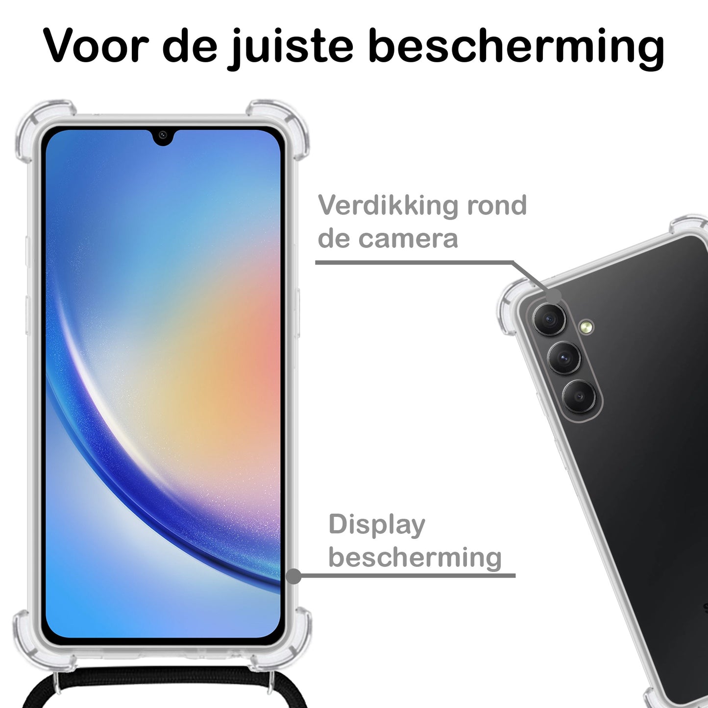 Samsung A34 Hoesje met Koord Siliconen - Transparant