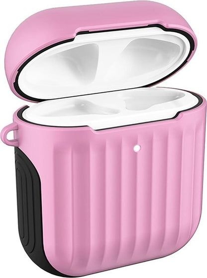 AirPods 1 Hoesje Siliconen met Ribbels Shockbestendig - Lichtroze