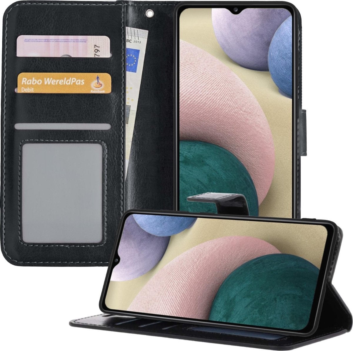 Samsung A12 Hoesje Book Case Kunstleer - Zwart