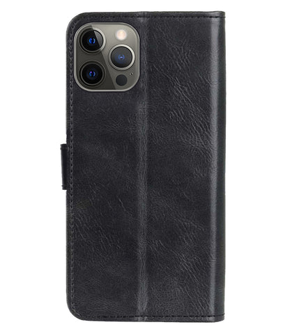iPhone 14 Pro Hoesje Bookcase Cover met Kaarthouder - Zwart