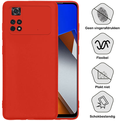 Xiaomi Poco X4 Pro 5G Hoesje Siliconen Backcover Lichtgewicht - Rood